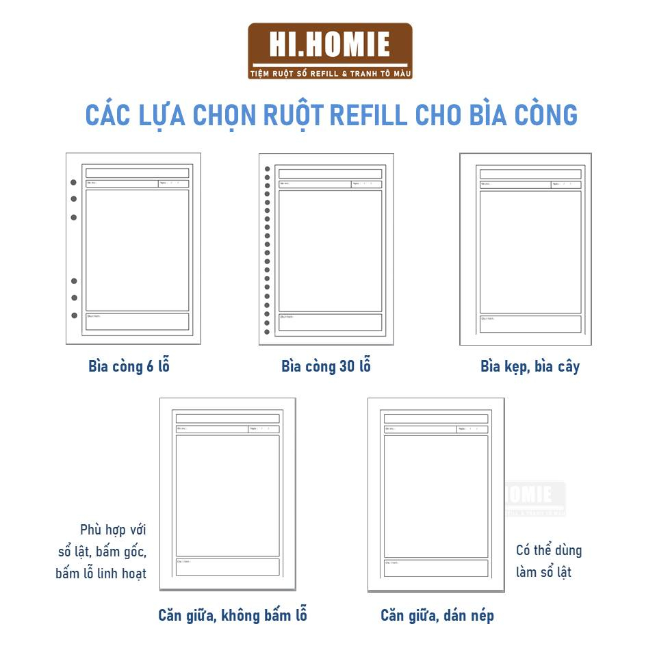 Mẫu Liệt kê Danh sách những đồ cần mua khi đi siêu thị, chợ | Ruột sổ còng, giấy refill A5, A4, B5 | Hi Homie Shop