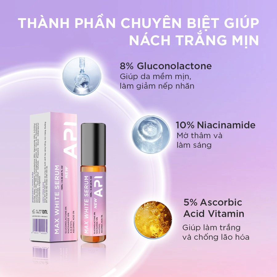 Son nách API, Serum hôi nách API, lăn khử mùi hôi nách, dưỡng trắng nách 10ml mới