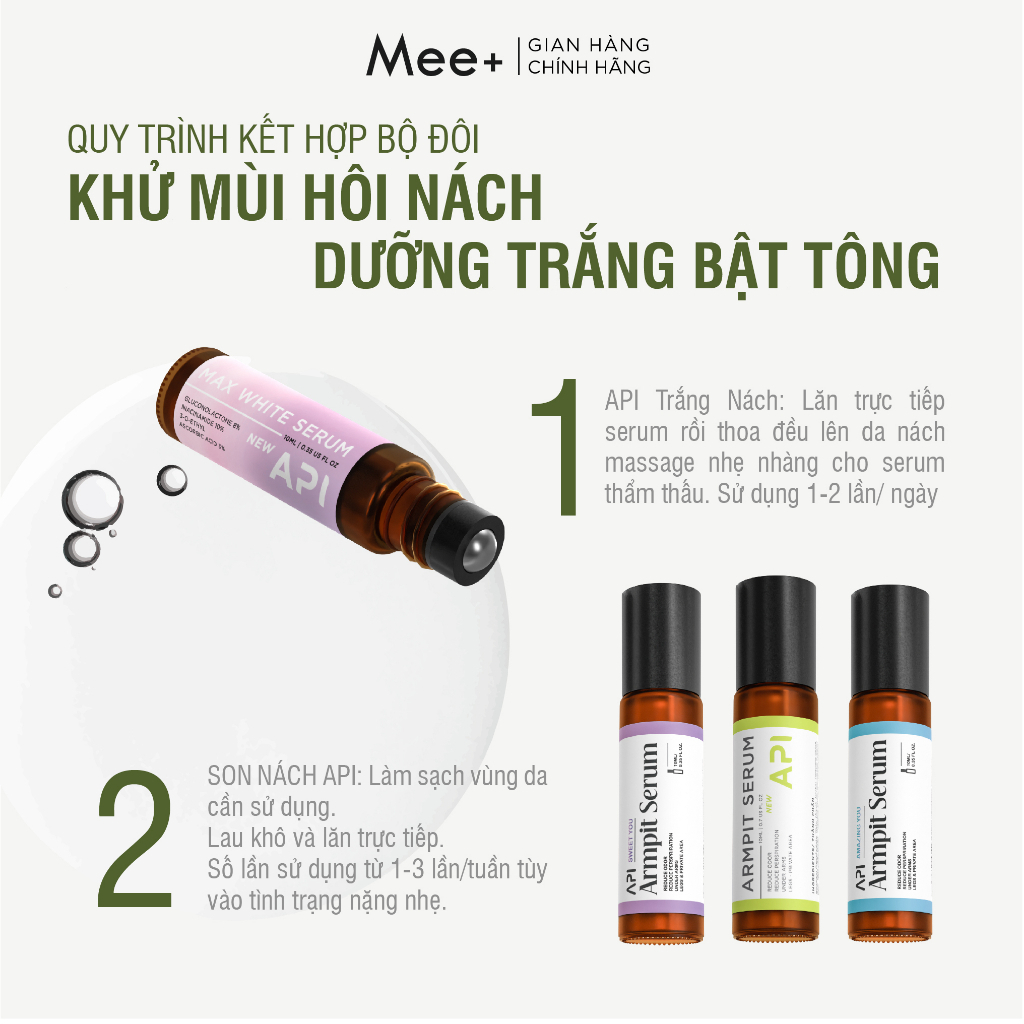 Son nách API, Serum hôi nách API, lăn khử mùi hôi nách, dưỡng trắng nách 10ml mới