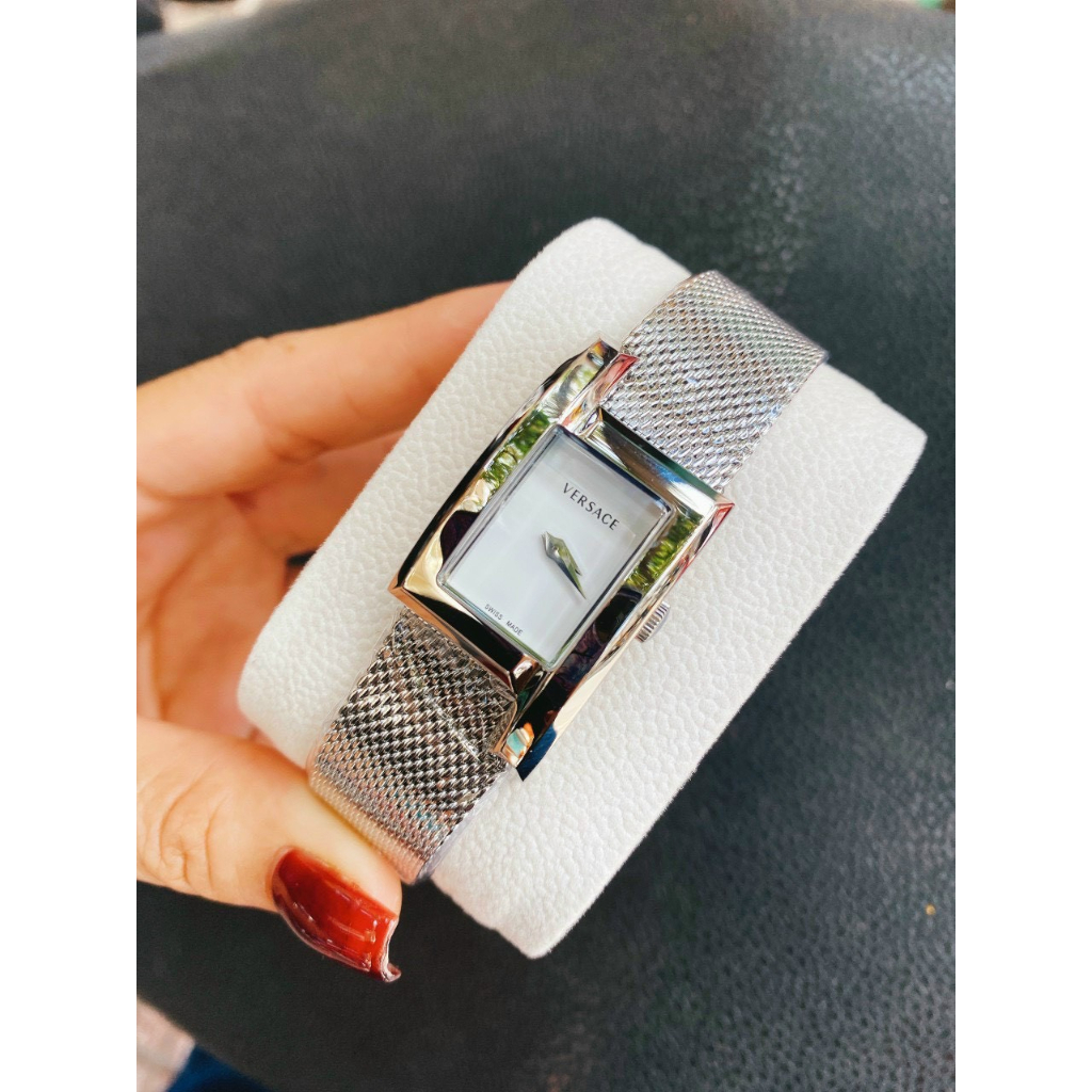 Đồng hồ Nữ Vrsace chữ nhật cao cấp chạy pin máy nhật loại đẹp chạy 29mm dây kim loại trắng