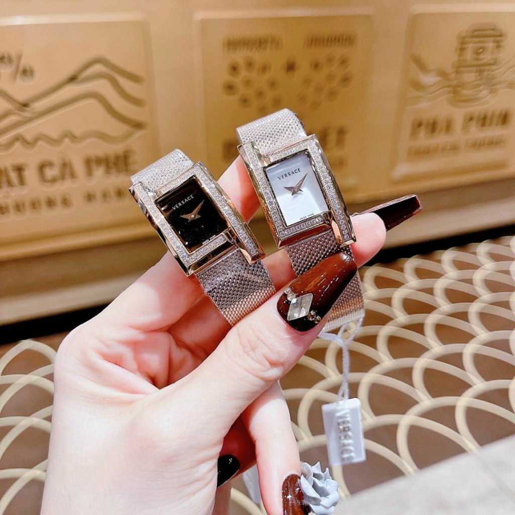 Đồng hồ Nữ Vrsace chữ nhật cao cấp chạy pin máy nhật loại đẹp chạy 29mm dây kim loại trắng