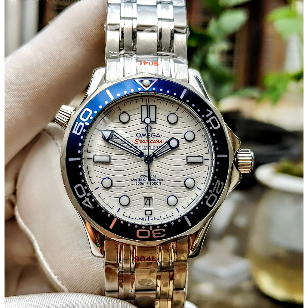 Đồng hồ Nam Omga 007 cơ automic máy nhật  size 40mm dây kim loại màu xanh biển, đen