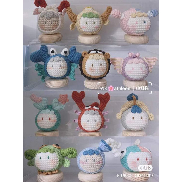 Bộ móc khoá cung hoàng đạo 12 bé bằng len handmade size to , đồ trang trí , quà tặng ý nghĩa