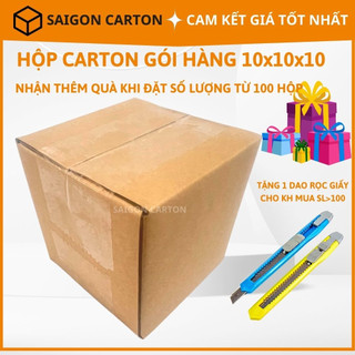 100 Hộp Bìa carton đóng gói hàng online size 10x10x10 cm - sản xuất bởi SÀI GÒN CARTON