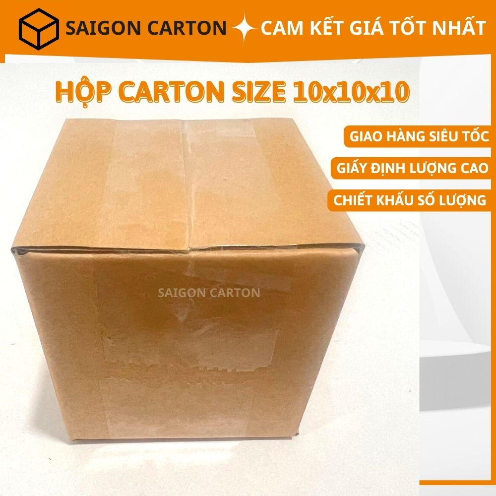 1 Hộp giấy carton đóng gói hàng online ship COD size 10x10x10 cm - sản xuất bởi SÀI GÒN CARTON