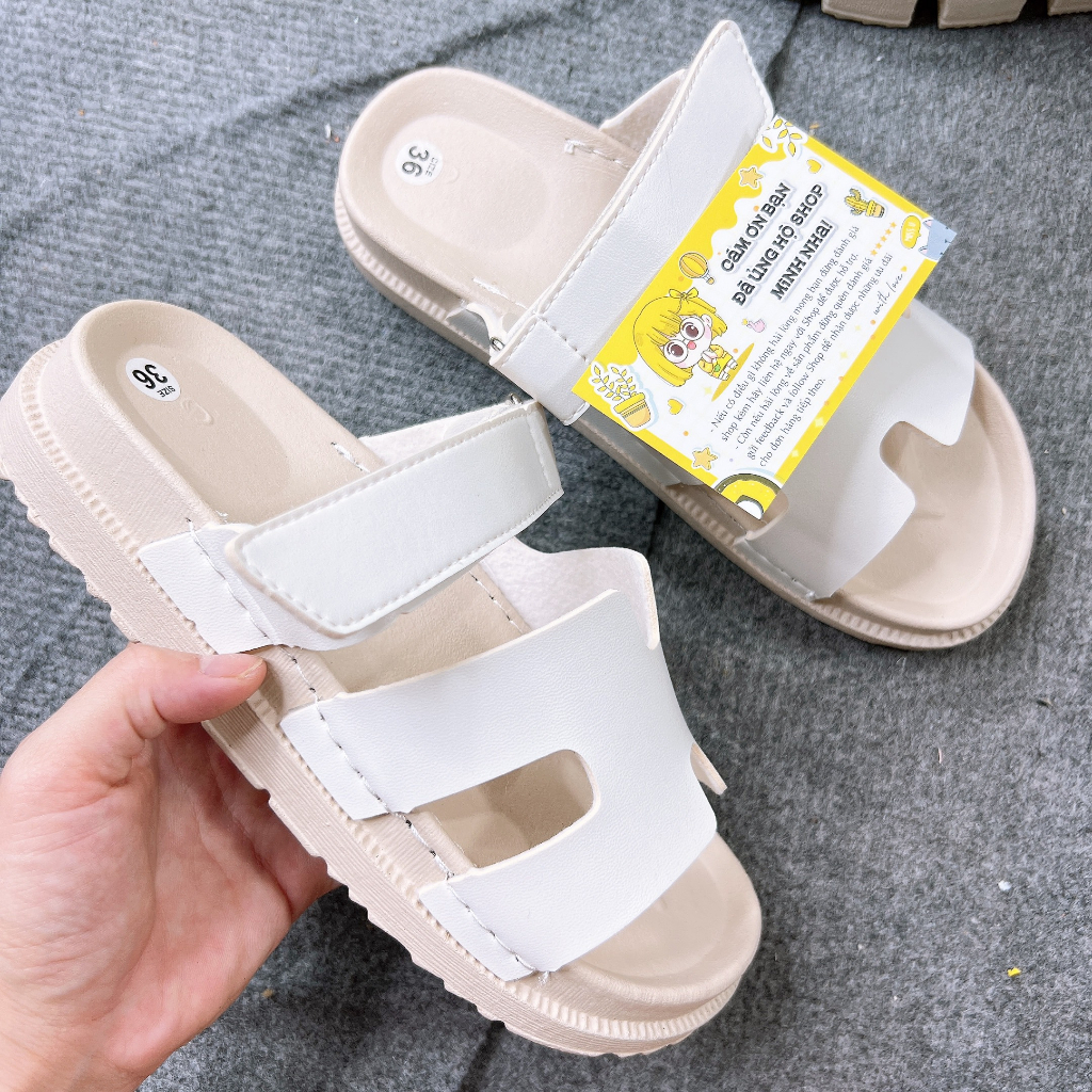 Dép chữ H đế PU quai da may chỉ chắc chắn hình video thật của shop