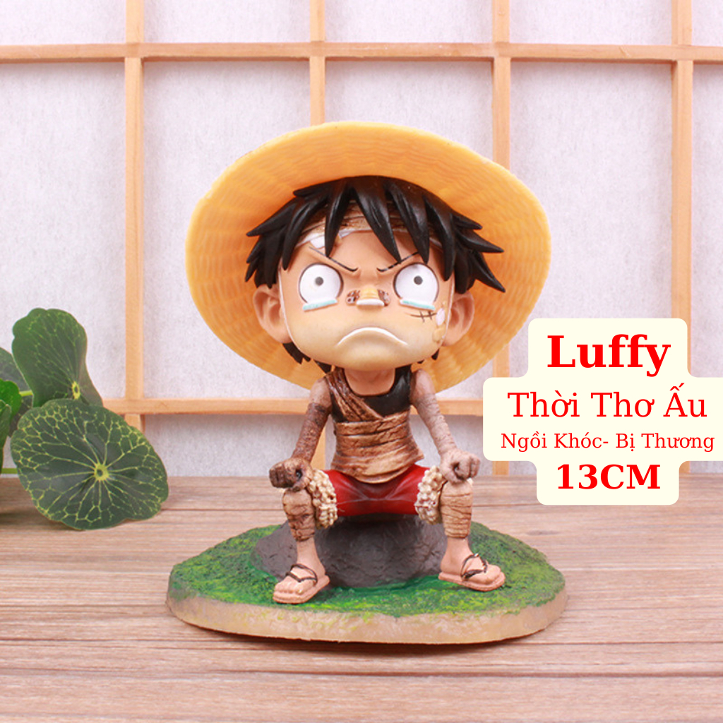 Mô Hình Luffy Thời Thơ Ấu Ngồi Khóc 13cm Mô hình One Piece Cao Cấp, Figure Mô Hình Anmie One Piece Luffy Vua Hải Tặc