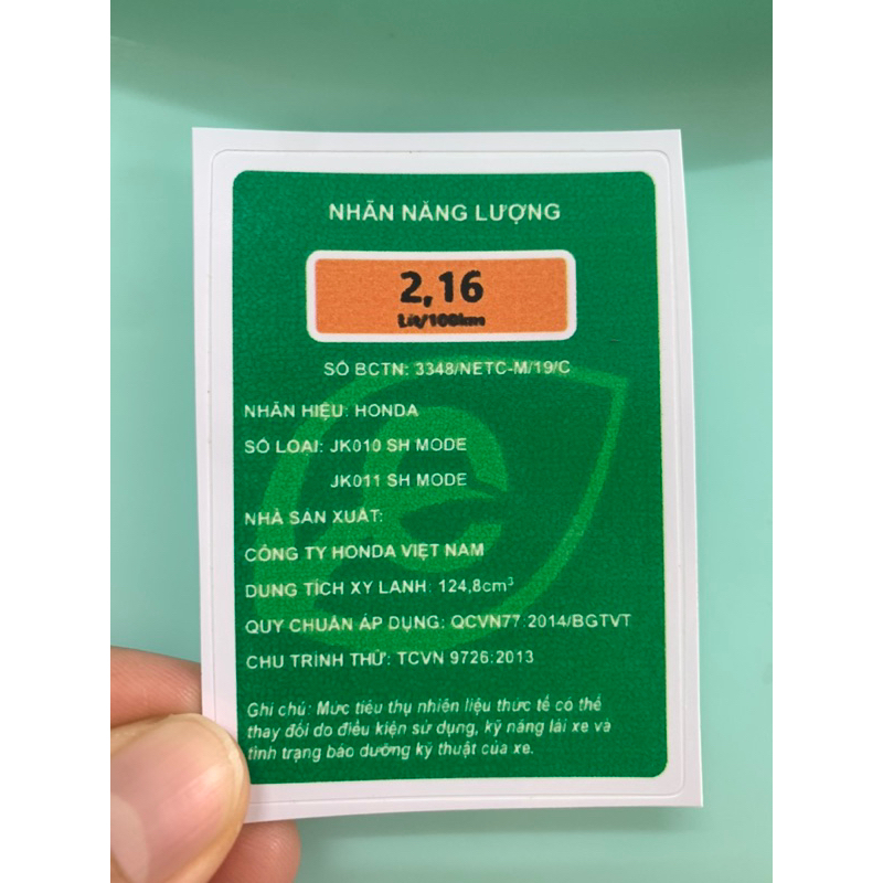 Tem nhãn dán năng lượng xe Sh Mode hàng nhập Thái Lan chất lượng cao dành trang trí riêng cho dòng xe này