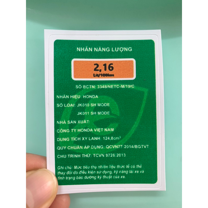 Tem nhãn dán năng lượng xe Sh Mode hàng nhập Thái Lan chất lượng cao dành trang trí riêng cho dòng xe này