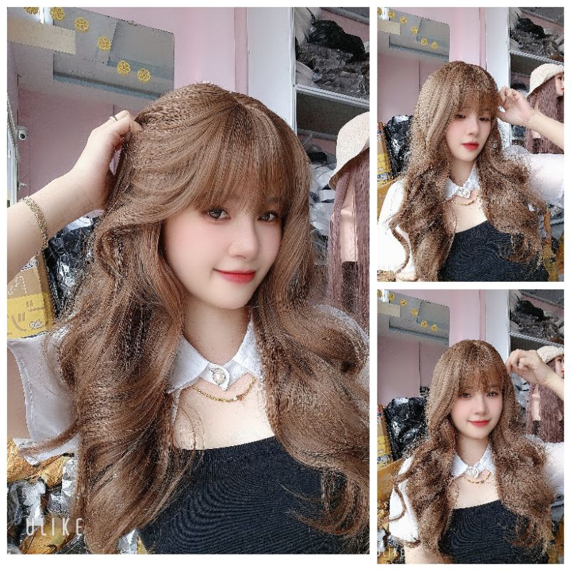 Tóc giả nữ nguyên đầu đội 2069 xoăn lơi bay