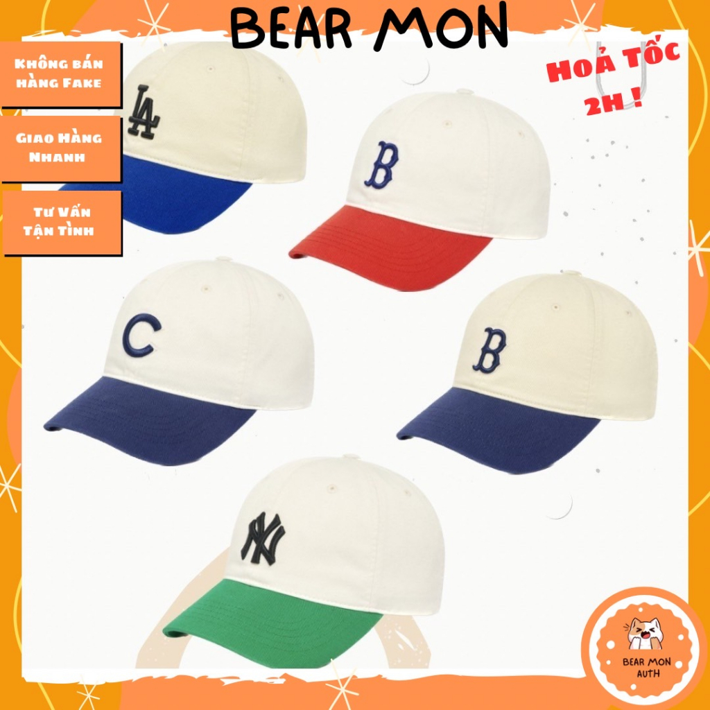 Mũ Lưỡi Trai MLB Basic color unstructured ball cap New York Yankees 3Acp3303N màu xanh lá xanh dương đỏ logo chữ b c ny