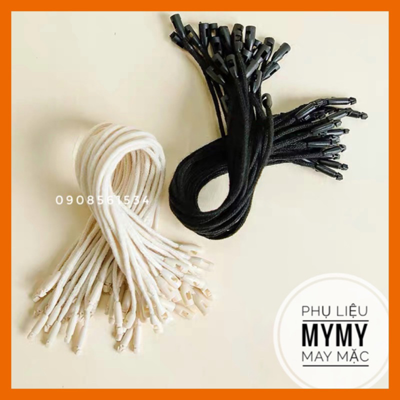 Dây tag treo nhãn mác Sợi Cotton - 100 Sợi Kem Trắng Đen