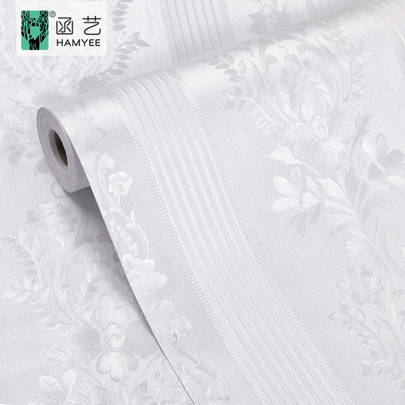 10Met giấy dán tường hoa văn Trắng Sọc Nổi cao cấp khổ 45cm sẵn keo