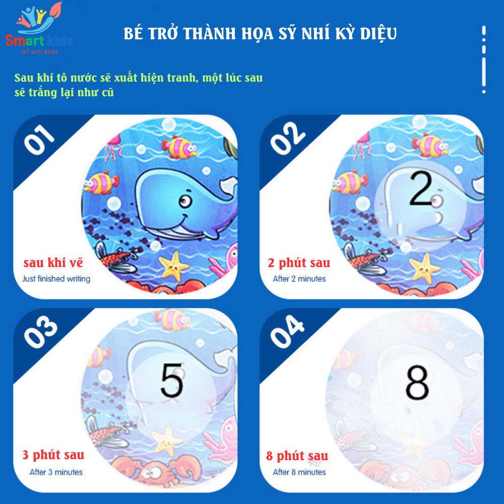 Tranh Tô Màu Nước Ma Thuật Cho Bé, Sách Tập Tô Vẽ Thần Kỳ Tự Xóa - Đồ Chơi Giáo Dục Sớm  Smartkids
