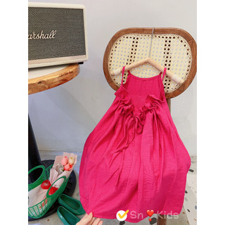 Váy maxi cổ yếm lưng V bé gái