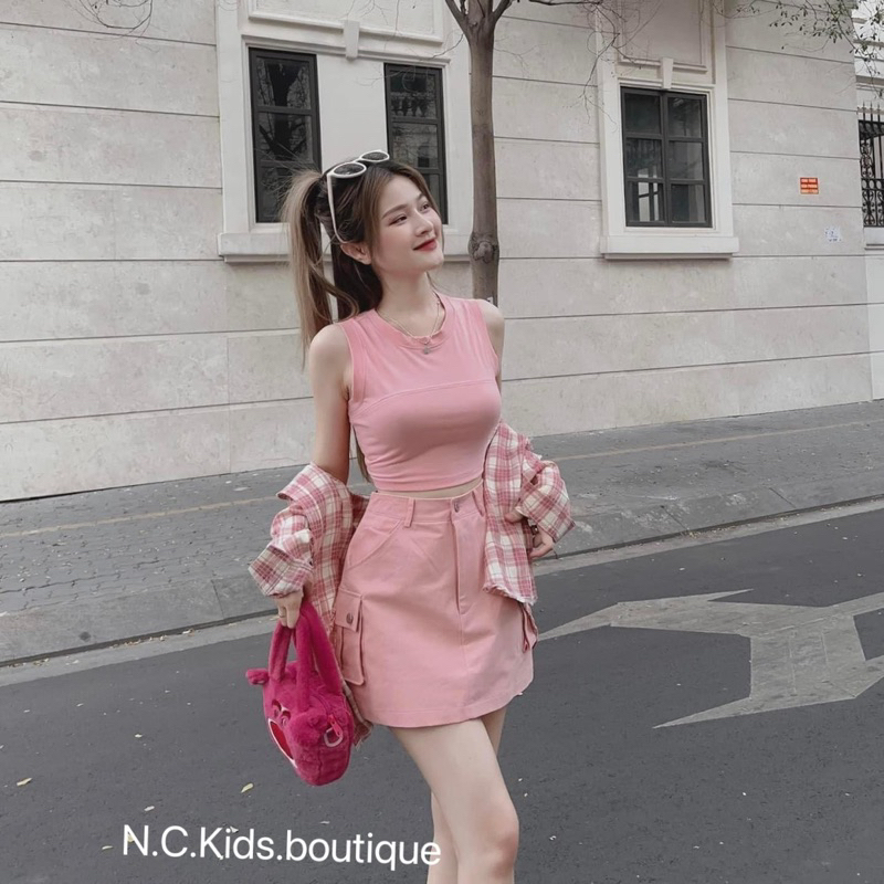 Set 3ct áo sơ mi , áo 3 lỗ kèm váy chất vãi mềm mịn siêu xinh cho bé gái , nhìn là mê luôn á