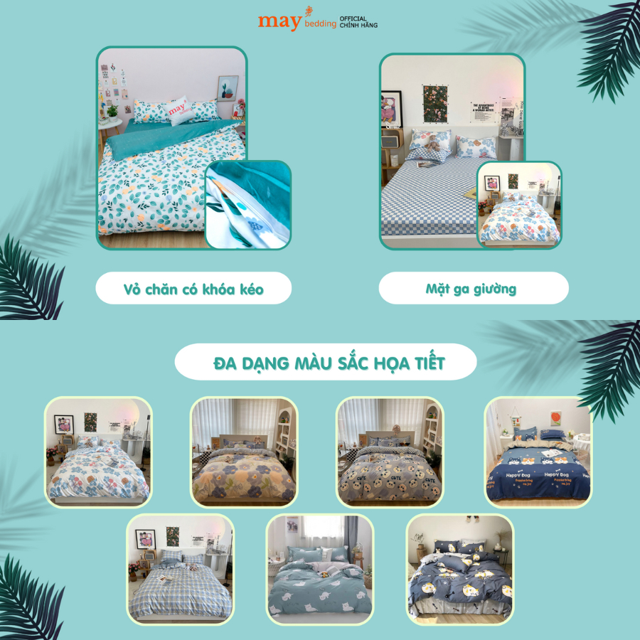 Bộ chăn ga gối Maybedding bọc nệm size giường đơn 1m2 2m chưa kèm ruột chăn và ruột gối