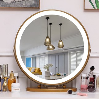 Gương để bàn trang điểm dáng tròn hiện đại, Gương led 3 màu nhập khẩu d45cm.
