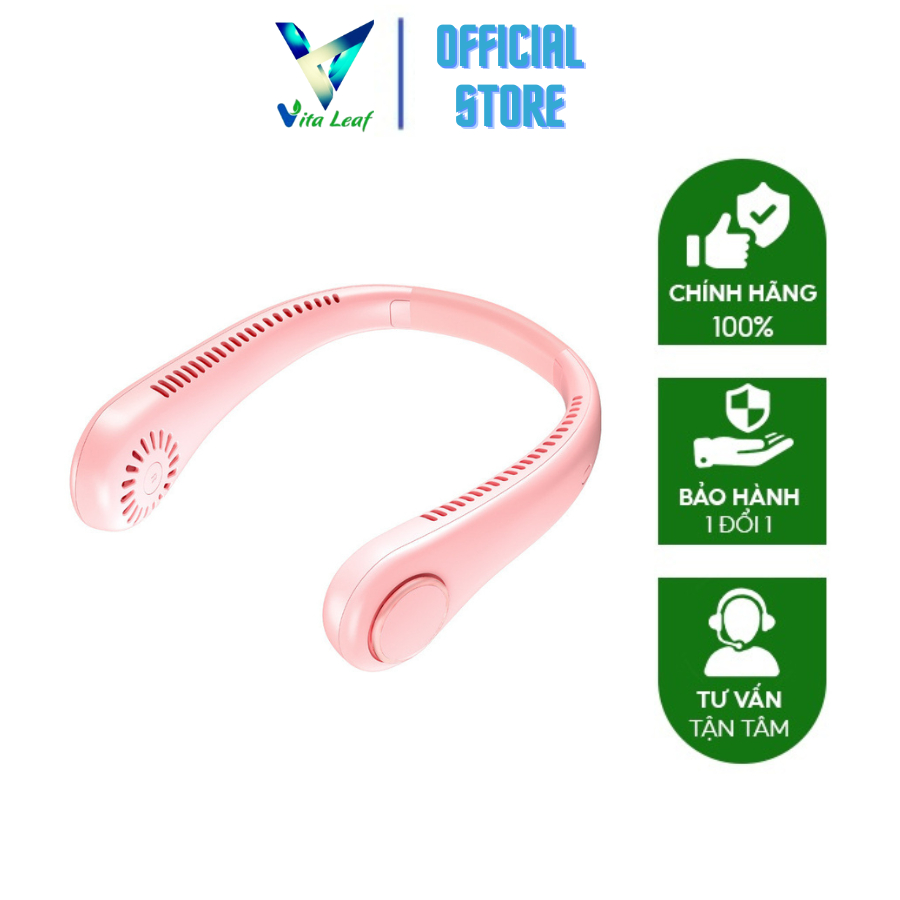 Quạt đeo cổ VitaLeaf - Quạt đeo cổ mini không cánh mini dung lượng pin lớn, 3 cấp độ, gió đa chiều