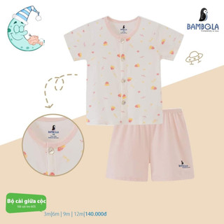 Bộ cộc tay cho bé chất bamboo siêu mềm mịn cài giữa Bambola từ 3m -12m