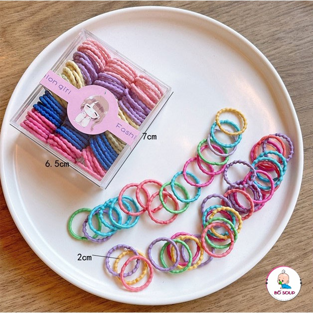 Hộp 90 Dây Buộc Tóc Cho Bé Gái 1 Hộp gồm 90 dây/hộp mix màu