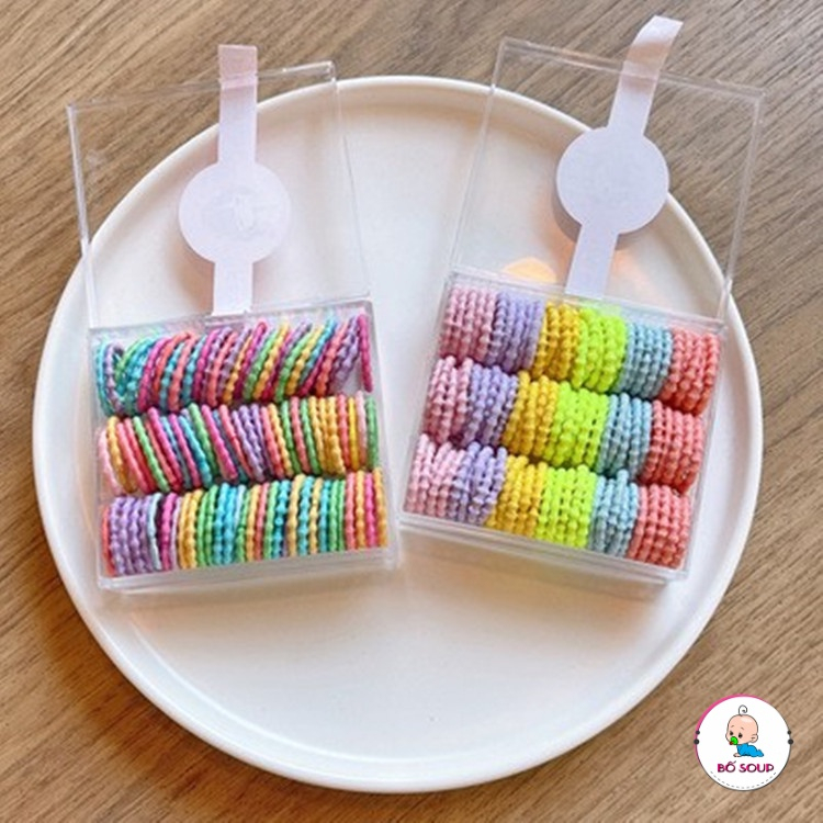 Hộp 90 Dây Buộc Tóc Cho Bé Gái 1 Hộp gồm 90 dây/hộp mix màu
