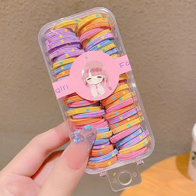 Hộp 90 Dây Buộc Tóc Cho Bé Gái 1 Hộp gồm 90 dây/hộp mix màu