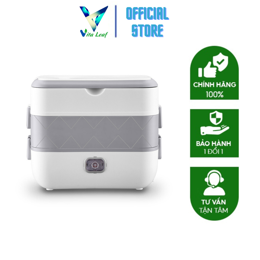 Hộp cơm cắm điện Vita Leaf - Hộp cơm văn phòng 3 tầng đa năng nấu chín, hâm nóng và giữ nhiệt