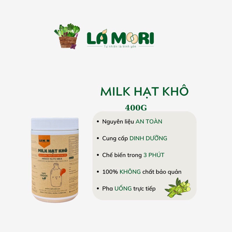 ( Date mới ) Milk Hạt Khô Sữa Hạt Thuần Thực Vật Dành Cho Bé Dị Ứng Đạm Bò Non GMO