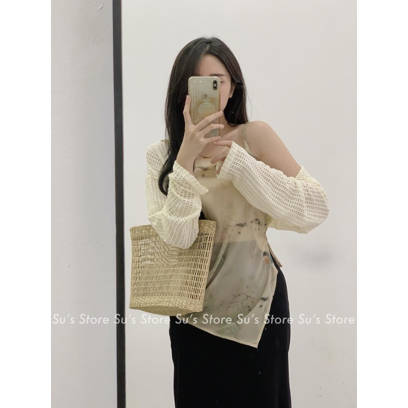 [NEW]SET ÁO CADIGAN LƯỚI MIX ÁO 2S HOA LOANG VẠT CHÉO siêu xinh