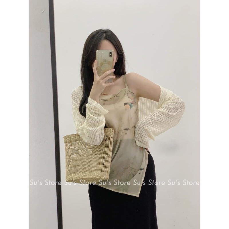 [NEW]SET ÁO CADIGAN LƯỚI MIX ÁO 2S HOA LOANG VẠT CHÉO siêu xinh