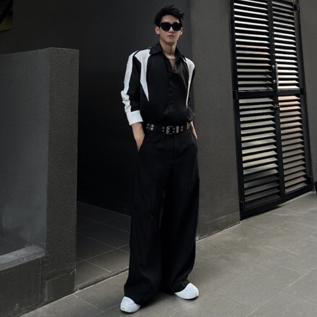 Áo sơ mi nam dài tay pha màu form suông cổ bẻ Hàn Quốc vải cao cấp siêu xịn xò chống nhăn V.A FASHION A68