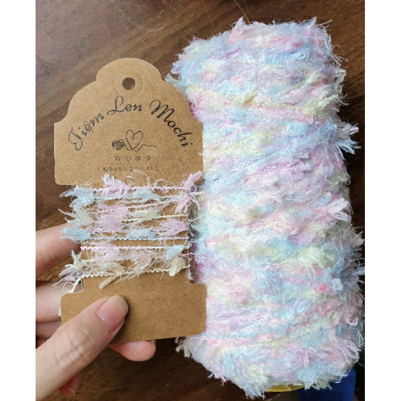 Len kiểu chùm màu pastel kiểu dáng lạ mắt mix len thiết kế móc áo túi