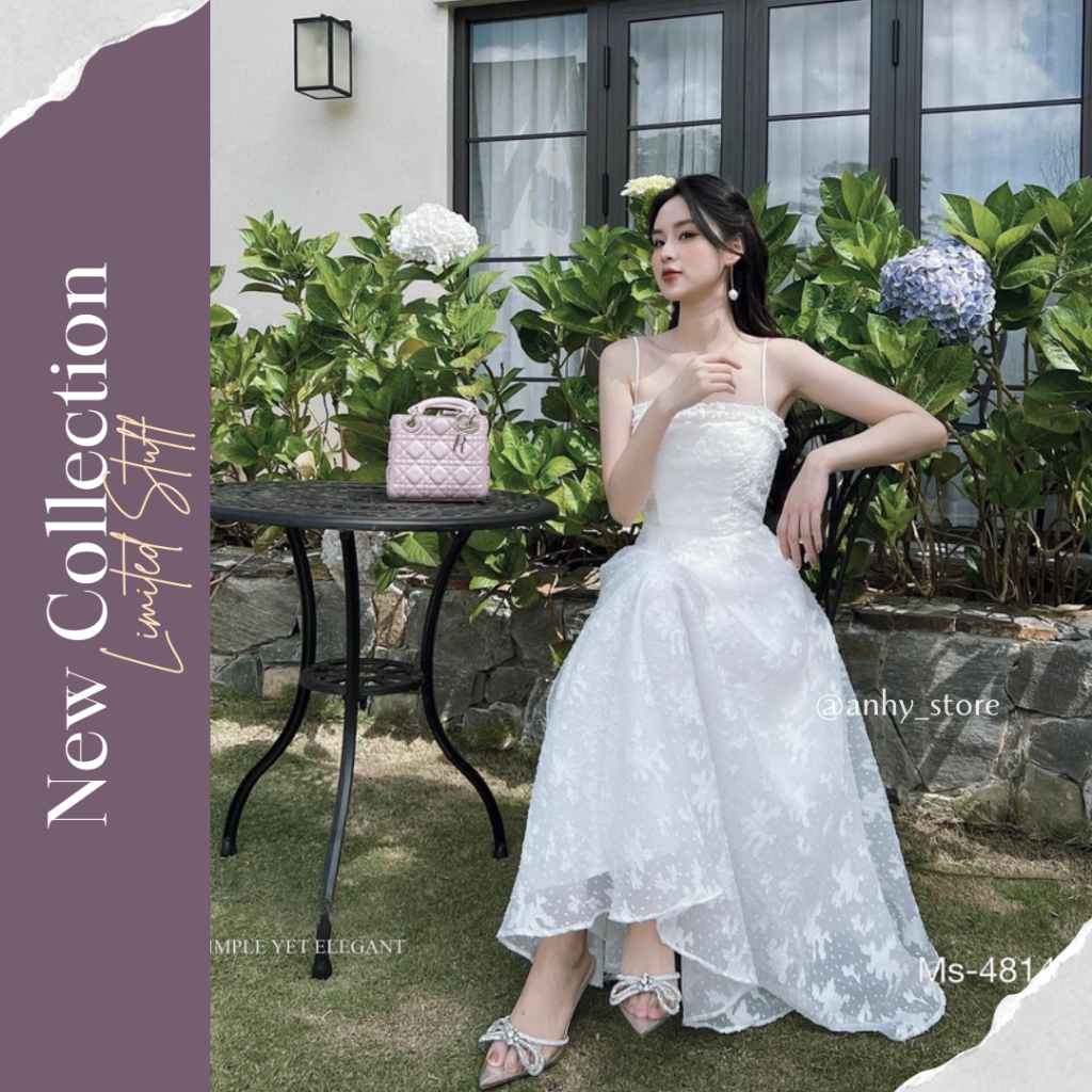 Đầm Maxi Trắng 2 Dây Vải Ren Dáng Dài Sang Chảnh Đi Tiệc, Đi Chơi, Đi Biển Cực Hot