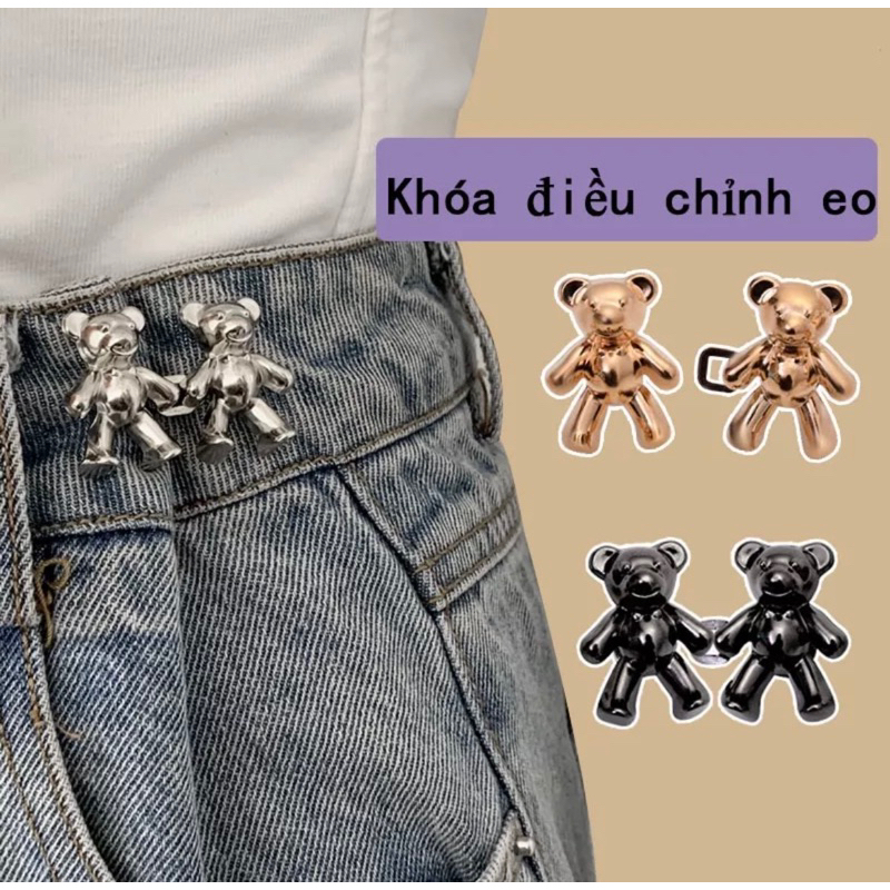 Cặp Ghim Gấu Cài Quần Khoá Quần Điều Chỉnh Eo Gọn Xinh Xắn