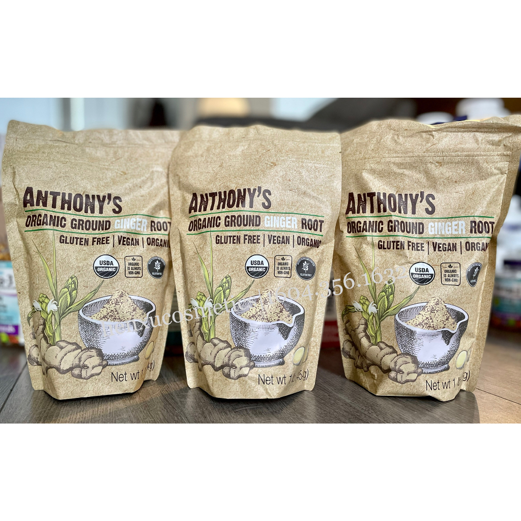 Bột gừng hữu cơ Anthony’s organic ground ginger root 454G (Made in Canada)