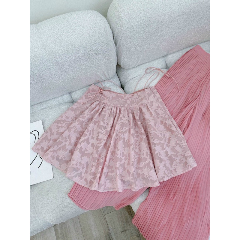 HÀNG CAO CẤP Set Áo Dây Ren Babydoll Cao Cấp Kèm Quần Dập Ly Xuông