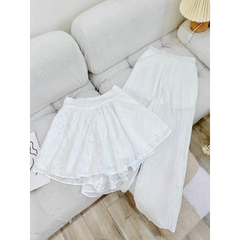 HÀNG CAO CẤP Set Áo Dây Ren Babydoll Cao Cấp Kèm Quần Dập Ly Xuông