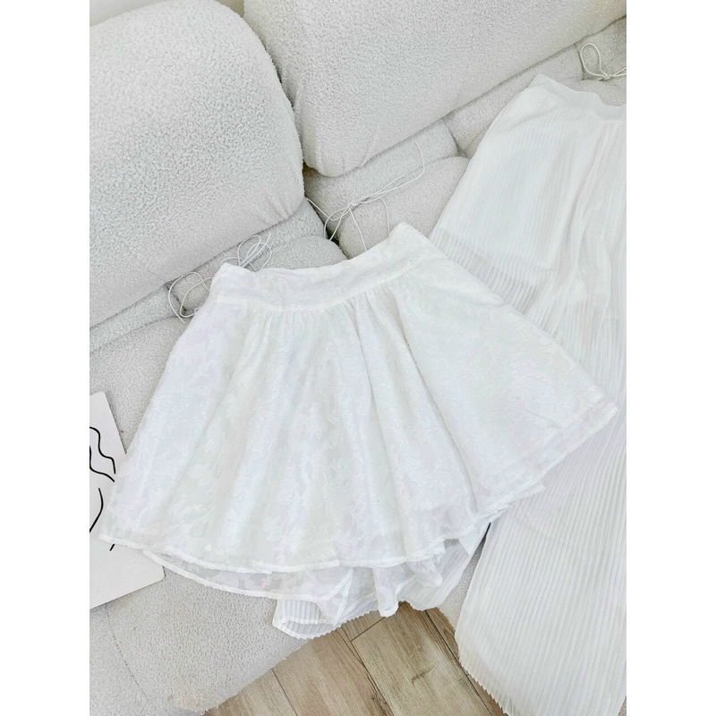 HÀNG CAO CẤP Set Áo Dây Ren Babydoll Cao Cấp Kèm Quần Dập Ly Xuông