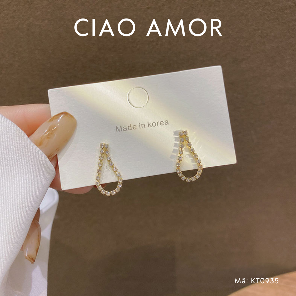 Khuyên tai nữ, Bông tai dây đá vòng đơn giản Trang sức Ciao Amor - KT0935