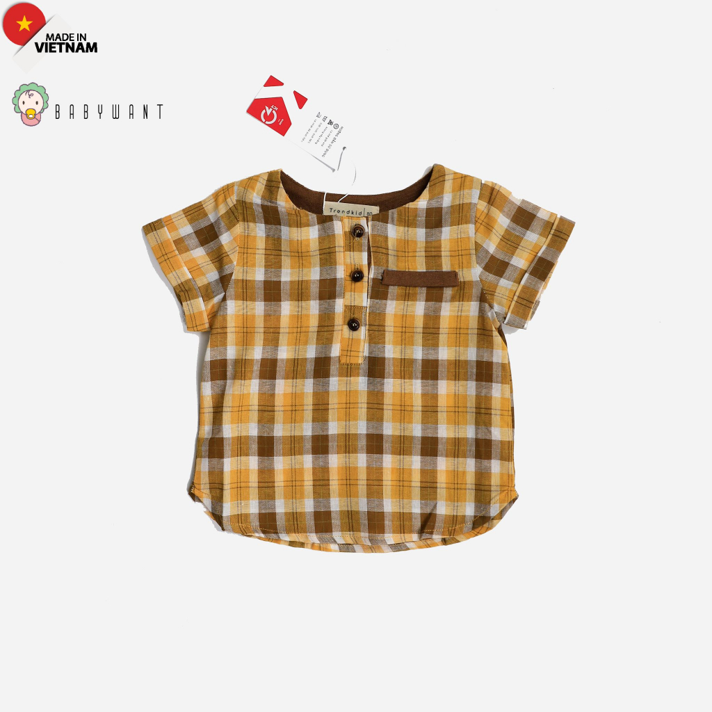 Áo sơ mi bé trai cổ tàu chất liệu cotton BABYWANT