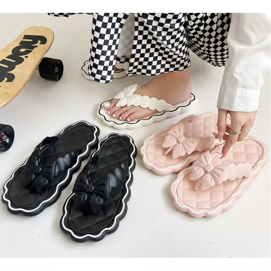 Dép tông  thắt nơ xỏ ngón cao su êm chân mẫu mới 2023