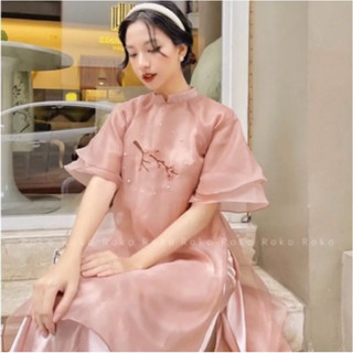 ÁO DÀI MỘC MIÊN CHẤT LIỆU TƠ SỐNG CAO CẤP