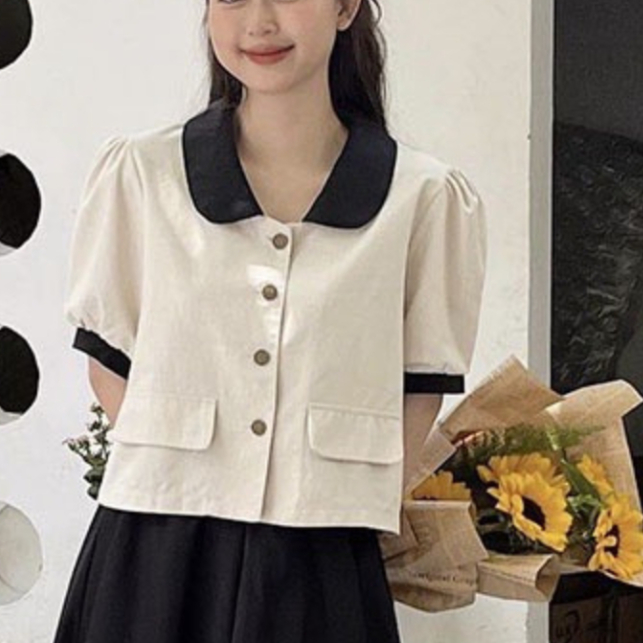Áo sơ mi kiểu cổ sen phối tiểu thư hàng đẹp uniz - AO156