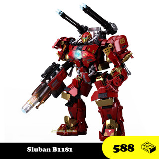  Đồ chơi Lắp ráp Lone Hulk Sluban 1181 Mecha Master Xếp hình thông minh Mô hình người máy  588 mảnh ghép  
