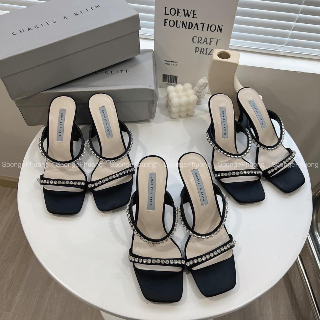 GIÀY SANDAL CAO GÓT NỮ CAO 7 PHÂN QUAI MẢNH MÀU ĐEN TRẮNG HOT 2023
