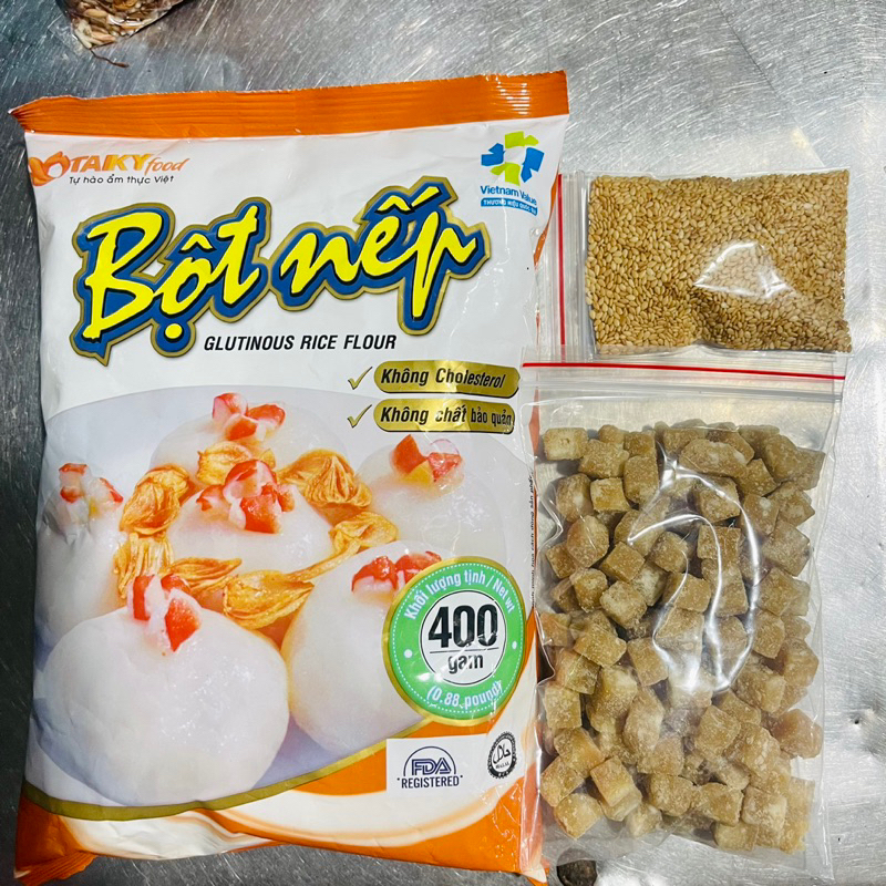 SÉT ĐỒ LÀM BÁNH TRÔI ( bột nếp tài ký+ đường+ vừng )
