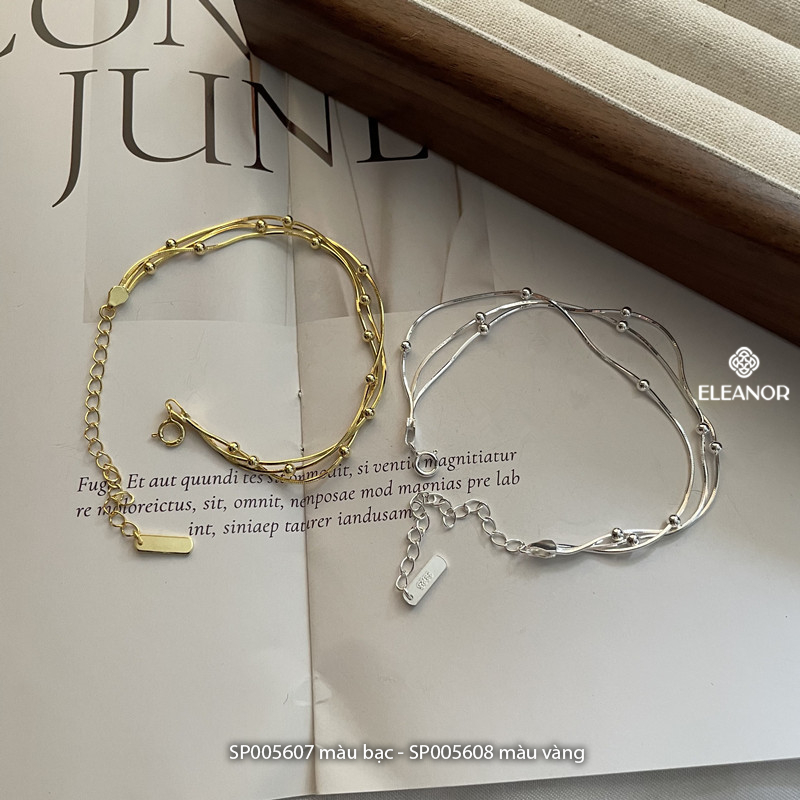 Vòng tay nữ bạc 925 Eleanor Accessories sợi mảnh đính bi tròn phụ kiện trang sức 5607