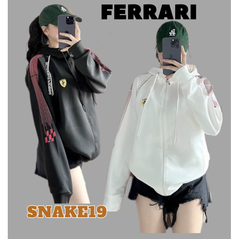 Áo khoác Thun Lạnh Umi Thể Thao Cao Cấp có Mũ logo Ferrari form rộng nam nữ