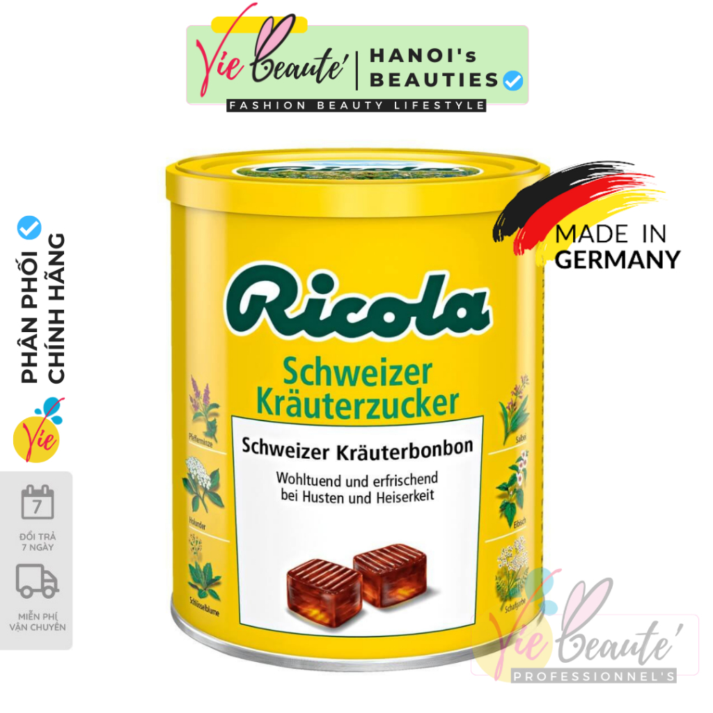Kẹo ngậm Ricola Original Đức Hộp 180 viên - Ricola kẹo ngậm ho thảo dược 250ml